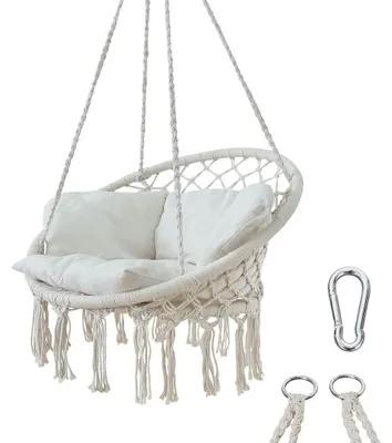 Imagen del producto de Silla colgante con cojín - Giro de 360° - Gris beige - Capacidad máxima: 240 kg