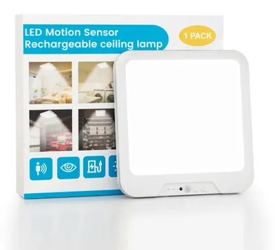 Zdjęcie produktu dla Ładowalna lampa sufitowa - lampa LED - pilot - czujnik ruchu - 3 tryby barw światła - możliwość regulacji jasności - mocowanie magnetyczne - biała, 1 sztuka
