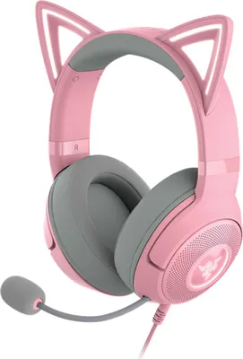 Produktbild von Razer Kraken Kitty Edition V2 Quartz Gaming Headset - Kabelgebundenes RGB-Headset mit Katzenohren und Razer Chroma RGB Beleuchtung