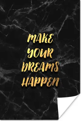 Produktbild von MuchoWow® Poster Zitat - Traum - Schwarz - Gold 40x60 cm - Plakate für die Wand - Poster Babyzimmer