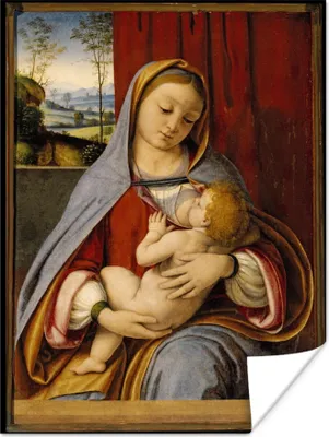 Produktbild von MuchoWow® Poster Madonna mit Kind - Leonardo da Vinci 60x80 cm - Schlafzimmer Dekoration