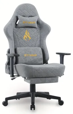 Zdjęcie produktu dla Krzesło gamingowe - Krzesło biurowe - Krzesło dla gracza - Czarno-szare - Ergonomiczne - Regulowane oparcie i podnóżek