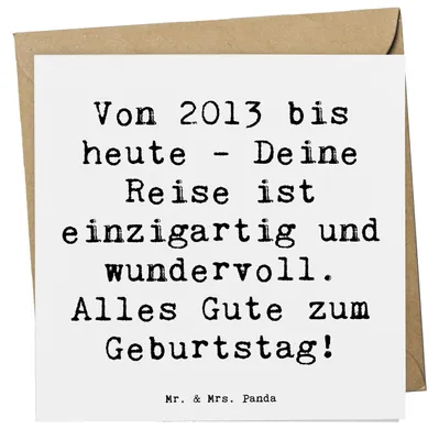 Produktbild von Mr. & Mrs. Panda Grußkarte Spruch 2013 Geburtstag - Weiß - Geschenk, doppelkarte, besonderer Tag, Glückwunschkarte, Alter, Geburtstagsgeschenk, wertvolle Erinnerungen