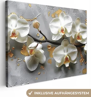 Produktbild von MuchoWow® - Leinwandbilder - Blumen - Orchidee - Abstrakt - Modern, Wandbild, Wanddeko Bilder Wohnzimmer, 40x30 cm