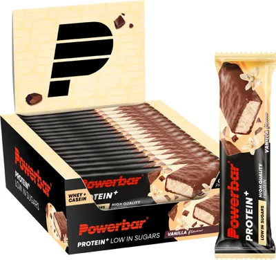 Produktbild von PowerBar Protein Plus Low Sugar (16 Riegel à 35g Box) - Vanille