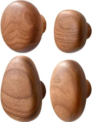 Obrázek produktu pro Ručně vyrobené dřevěné háčky, 4 dřevěné věšáky, dekorativní nástěnné háčky, dřevěné nástěnné věšáky