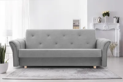 Produktbild von Sofa mit Schlaffunktion Schlafsofa Sofabett 3-Sitzer 220cm/89cm/93cm cm Couch DL-Klapp-System MAGDA - VENA 03 (aschegrau)