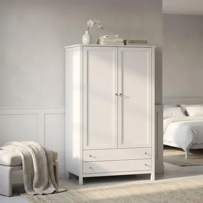 Immagine prodotto di Milani Home - armadio due ante e 2 cassetti 125 x 62 x 200 cm, bianco, legno