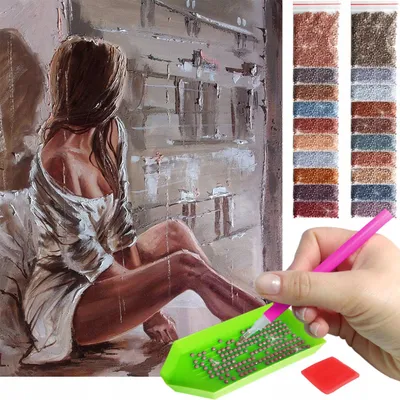 Produktbild von ARTULIO - Diamond Painting Set - Sinnliche sitzende Frau am Fenster - 40 x 30 cm - Bilder DIY, Home Wand Deko, 5D Diamant Painting