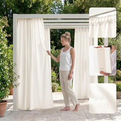 Productafbeelding van Weerbestendig Outdoorgordijn met Plooiband voor Tuin