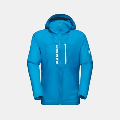 Aenergy WB Hooded Jacket von Mammut in leuchtendem Blau; ideal als Windbreaker für Herren.