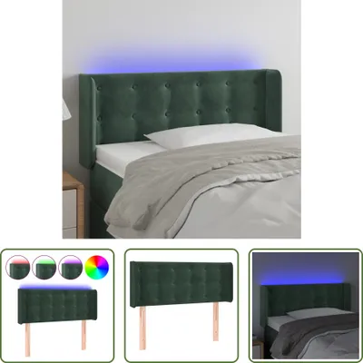 Produktbild von The Living Store LED Kopfteil Dunkelgrün 93x16x78/88 cm Samt