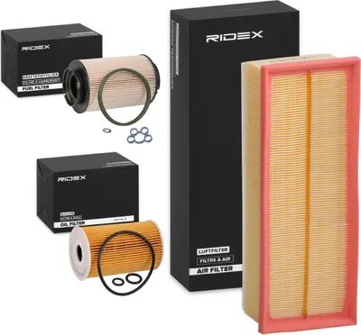 Produktbild von RIDEX Filterset Inspektionspaket Filtersatz für VW GOLF VI (5K1) Golf V Schrägheck (1K1) TOURAN (1T1, 1T2) Passat Variant (3C5) für AUDI A3 Sportback