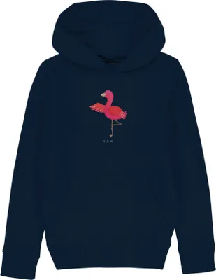 Produktbild von Mr. & Mrs. Panda Kinderpullover Flamingo Yoga 5-6 Jahre (110/116) - French Navy - Geschenk, Pulli, Hoodie, Sweatshirt, Kapuzenpulli, Hoody, Achtsamkeit, Urlaub, Pullover