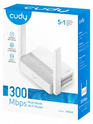 Zdjęcie produktu dla Cudy WR300, Wi-Fi 4 (802.11n), Jedna częstotliwości (2,4 GHz), Przewodowa sieć LAN, Biały, Router biurkowy