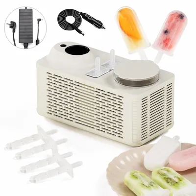 Obrázek produktu pro HDeye Mini výrobník zmrzliny – 2 zmrzliny na tyčince za 30 minut, 150W, přenosný – pro domácí použití, do auta, na kempování a pro letní zábavu