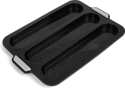 Produktbild von BROTBACKFORM 3 BAGUETTE Backform Silikon 34,5 x 23,8 cm TADAR SILICO