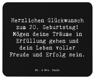 Produktbild von Mr. & Mrs. Panda Mouse Pad Spruch 20. Geburtstag - Schwarz - Geschenk, pc mauspad, Geburtstagsgeschenk, unvergessliche Momente, Glückwunsch, Mousepad, Happy Birthday
