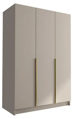 Produktbild von MIRJAN24 Kleiderschrank Calia I, Schlafzimmer, Drehtürenschrank, mit Kleiderstange, Modern, Garderobenschrank, Metallgriffe (Farbe: Cashmere / Cashmere + Gold)