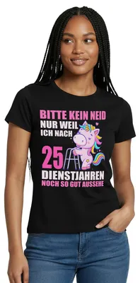 Produktbild von Spreadshirt 25 Jahre Im Dienst Einhorn Dienstjubiläum Frauen T-Shirt, S, Schwarz