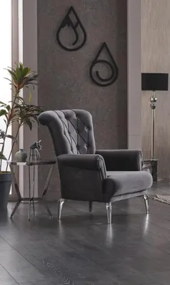 Produktbild von Wohnzimmer Sessel Polstersessel Einsitzer Stoff Grau Sitzer Luxus Möbel
