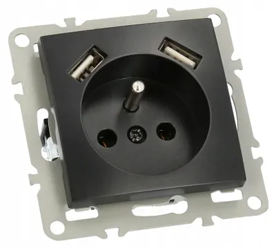 Immagine prodotto di Presa a muro nera Adelid Quadra con USB, da incasso, 16A