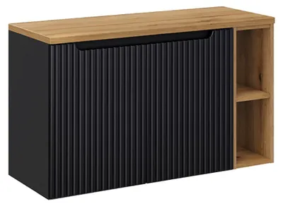 Produktbild von Waschtischunterschrank 100.4cm Riva, Schwarz und Holzoptik