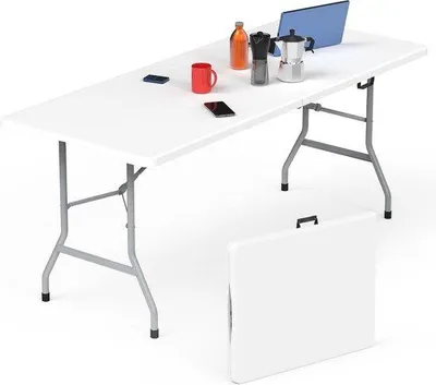 Produktbild von Klapptisch 180 cm, tragbar, für Innen und Außen, Camping und Picknick