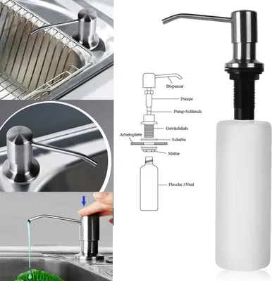 Produktbild von Edelstahl Einbau Seifenspender Waschbecken Lotionspender Spülmittelspender