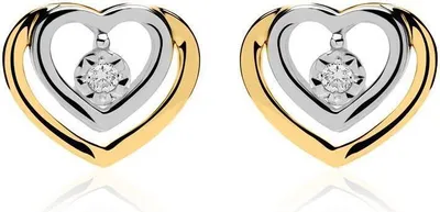 Produktbild von Ohrstecker Herzen von Unique aus 585er Gold mit Diamanten