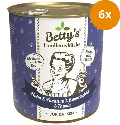 Produktbild von Bettys Landhausküche Katze Dose Huhn & Fasan mit Borretschöl 800 g
