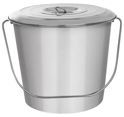 Image de Contenants alimentaires en acier inoxydable - Seaux avec couvercle - 12 litres