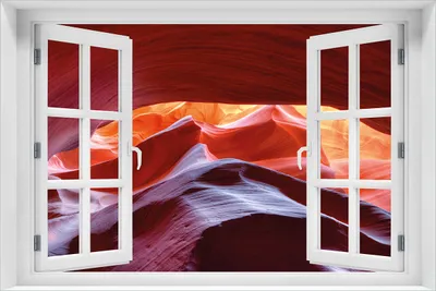 Produktbild von Wallario Poster mit Fenster-Illusion: Antelop Canyon USA  Kalksandsteingebirge in leuchtenden Farben, Größe: 61 x 91,5 cm (Maxiposter)