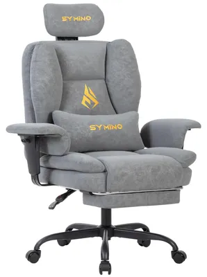 Obrázek produktu pro Herní židle – kancelářská židle – ergonomický design – nastavitelná opěrka zad a výška – umělá kůže, šedá barva