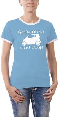 Produktbild von Touchlines Damen T-Shirt , Große Autos..Kontrast Hellblau, S