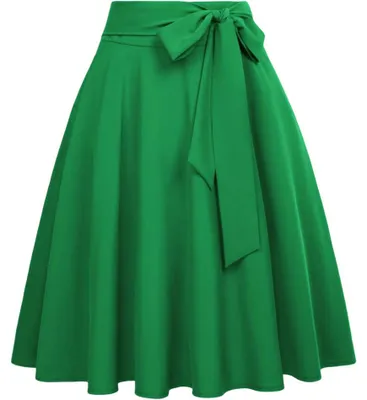Zdjęcie produktu dla Spódnica midi damska, rozkloszowana, elegancka, w stylu vintage, zielona, rozmiar XL