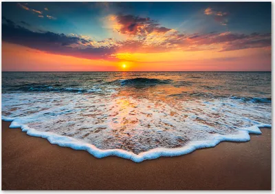 Produktbild von Tulup® Leinwandbild - 100x70 cm - Wandkunst - Drucke auf Leinwand - Leinwanddruck  - Landschaften - Orange - Sonnenuntergang Meer