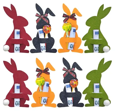 Filz-Hasen-Set, 8 Stück, für Geldgeschenke und Osterdekoration