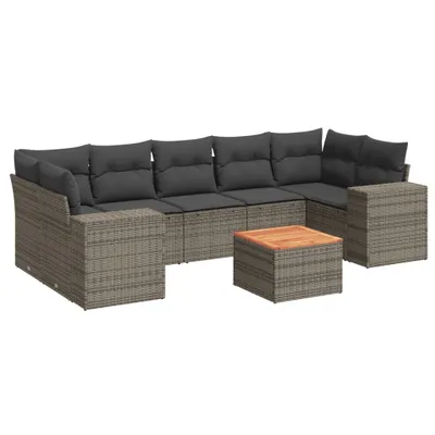 Produktbild von vidaXL 8-tlg. Garten-Sofagarnitur mit Kissen Grau Poly Rattan