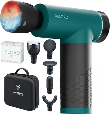 Produktbild von Antelope Massage Gun mit Wärme- & Kältefunktion,5 Aufsätze,5 Intensitätsstufen, 3000 U/min, kabellos, inkl. Koffer, LED-Display, bis 4,5h Akkulaufzeit