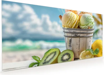 Produktbild von Küchenrückwand Spritzschutz Glas mit Motiv Sommerliches Eis 40 x 40 cm
