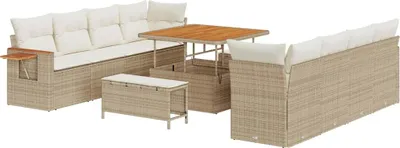 Image de Ensemble de canapés de jardin vidaXL, 12 pièces, couleur beige et crème
