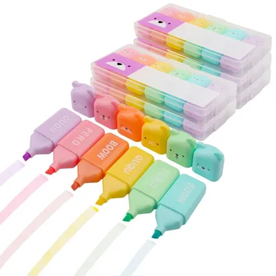 Immagine prodotto di Set di pennarelli fluorescenti mini, 30 pezzi, multicolore, piccoli, con design cartoon, ideali per l'ufficio e la scuola