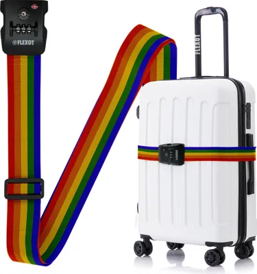 Produktbild von Flexot® Koffergurt mit Zahlenschloss & TSA - Kofferband, Bänder für Reisekoffer, Befestigungsgurt für Reisekoffer, Gurt für Handgepäck und Trolleys