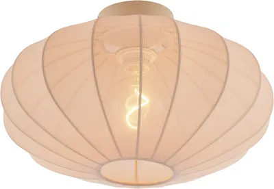 Produktbild von QAZQA - Design Deckenleuchte I Deckenlampe I Lampe I Leuchte Beige - Bida I Wohnzimmer I Schlafzimmer - Textil Rund - LED geeignet E27