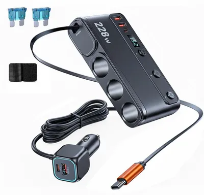 3-in-1 USB-Autoladegerät 12 V 1 A 228 W tragbar