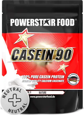 Produktbild von Powerstar CASEIN 90 Protein-Pulver 1000 g | Calciumcaseinat aus Weidemilch | Bis zu 88,3% Protein | Ideal als Diät- und Nachtprotein | Nature
