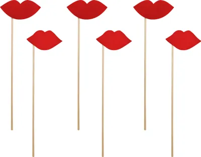 Image de Accessoires photobox lèvres rouges set de 6 pièces