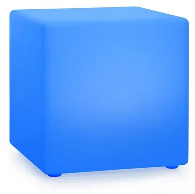 Produktbild von Blumfeldt Shinecube XL Gartenlampe mit LED-Beleuchtung in 16 Farben, Größe: 40 x 40 x 40 cm, Licht-Modi: Strobe, Flash, Fade, Smooth, wasserdicht, Fernbedienung, Akku, In-/ Outdoor, Material: PE, weiß