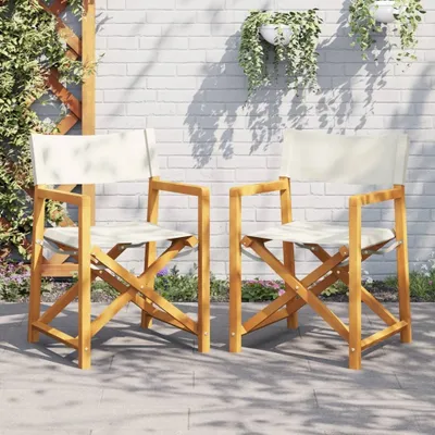 Produktbild von Eleganten-Stil Klappbare Gartenstühle 2 Stk. Cremeweiß Stoff Gartenstühle DE559544